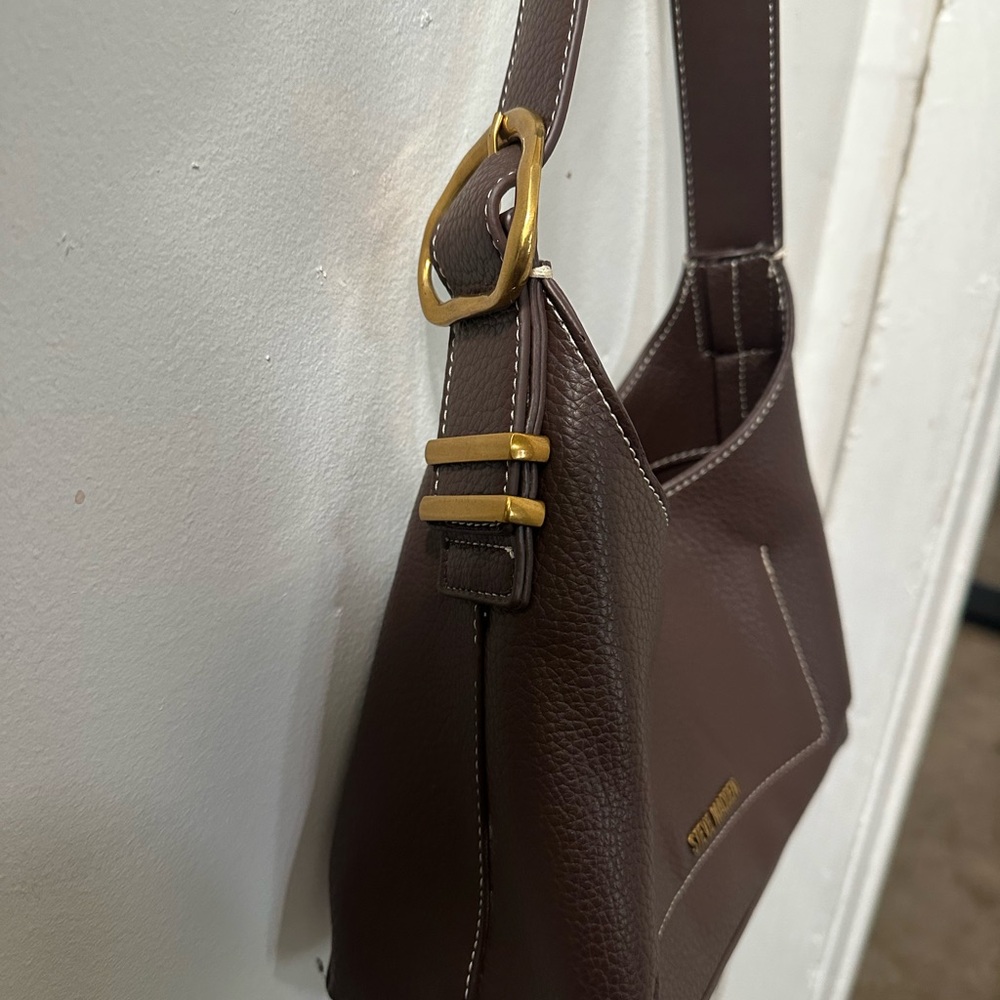 Steve Madden Dark Brown Leather Shoulder Bag - Picture 4 of 11